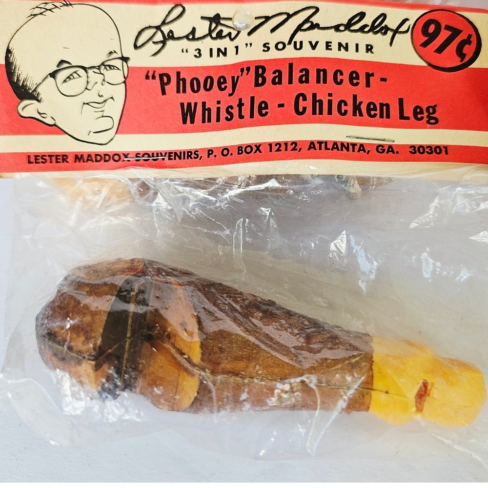 Vintage Lester Maddox Phooey Balancer Whistle Chicken Leg Souvenir Lot of 2